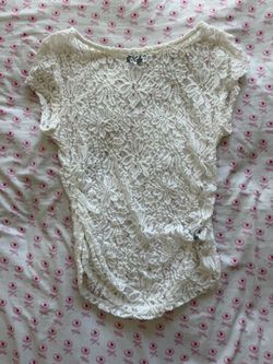 White Floral Lace Short Sleeve Top