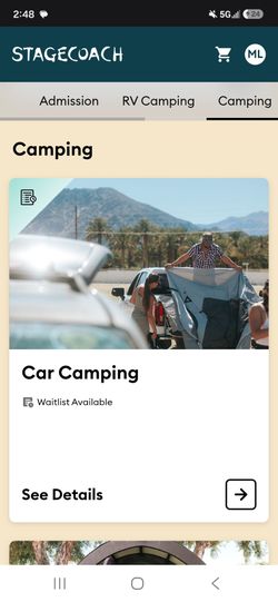 Car camping stagecoach tickets