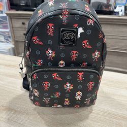 LOUNGEFLY POP Marvel Deadpool 30th Anniversary All Over Print Womens Backpack 