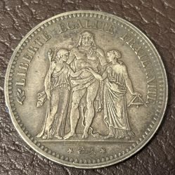 5 Franks 1849. Antique Coin Of France 