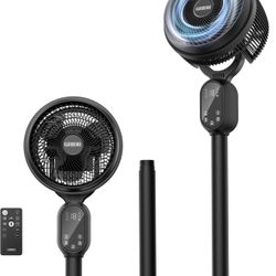 Fan For Bedroom, Pedestal Fans 90°+90° Smart Oscillating, Standing Fans for Home 12 Speeds, 4 modes, 12H Timer, Quiet Floor Fan with DC Motor 20dB, 90