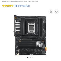 ASUS - TUF GAMING X870-PLUS WIFI (Socket AM5) AMD X870 ATX DDR5 Wi-Fi 7 Motherboard - Black