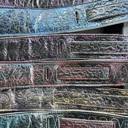 Painted leather guitar strap