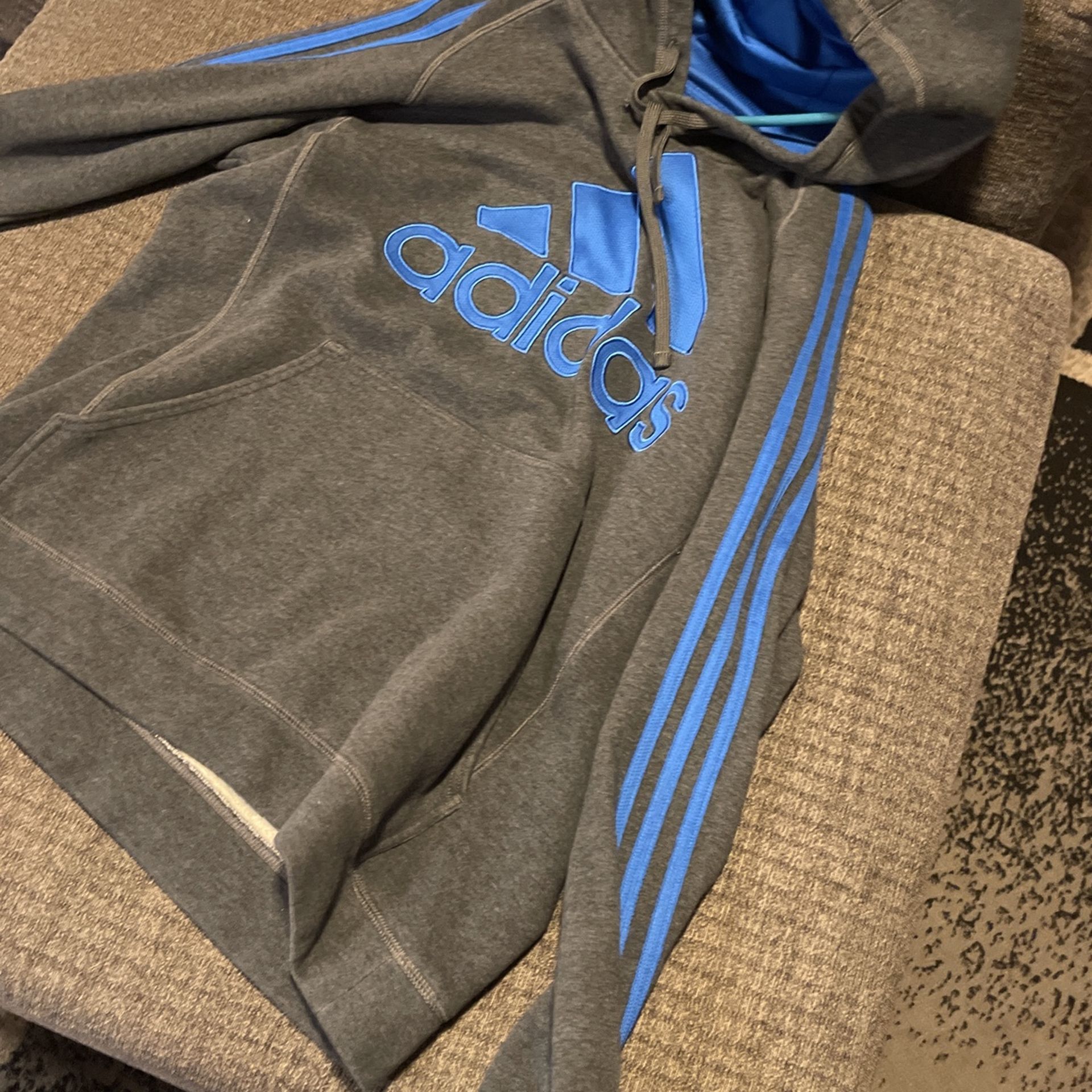 Adidas Grey and Blue hoodie 