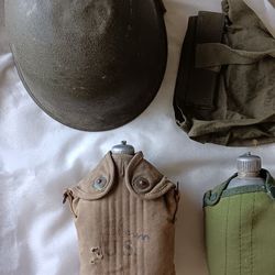 US Army Helmet And Canteens