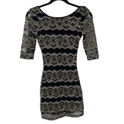 Black & Gold Lace Dress (XS)