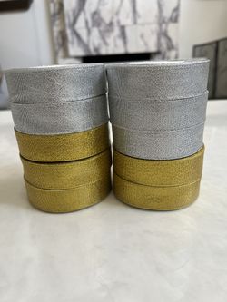 Gold & Silver Ribbon 1” (2.5cm) – 25 Yards Roll – $5 Each NEW