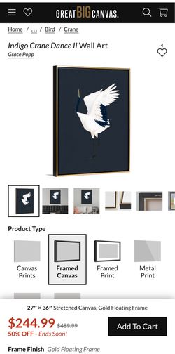 Grace Popp Indigo Crane Dance Wall Art Set of 2 Both for $200 Original price $489 sale $244 x 1