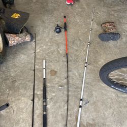 3 Fishing Poles And One Penn Reel