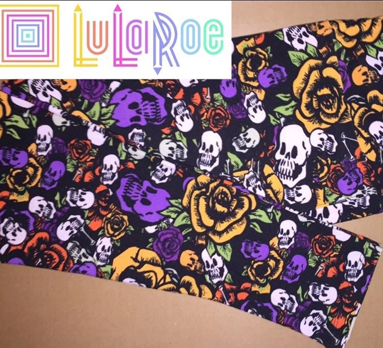 LuLaRoe TC Leggings Floral Skulls