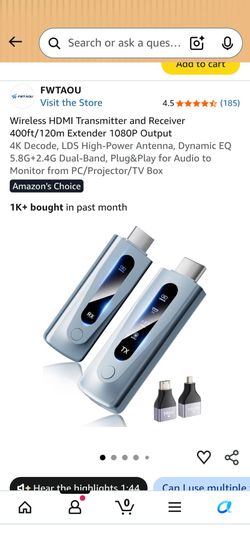 FWTAOU Wireless HDMI Transmitter and Receiver