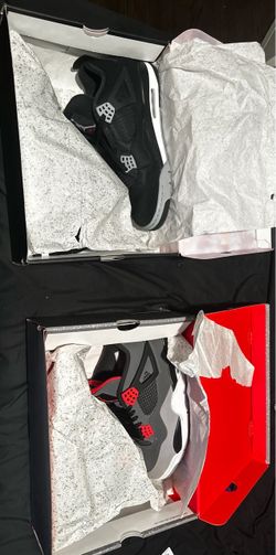 Two Jordan 4s (InfraRed) (Black Canvas)