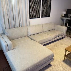 Living Spaces Aquarius II Light Grey Sectional (LAF: Left Arm Facing)