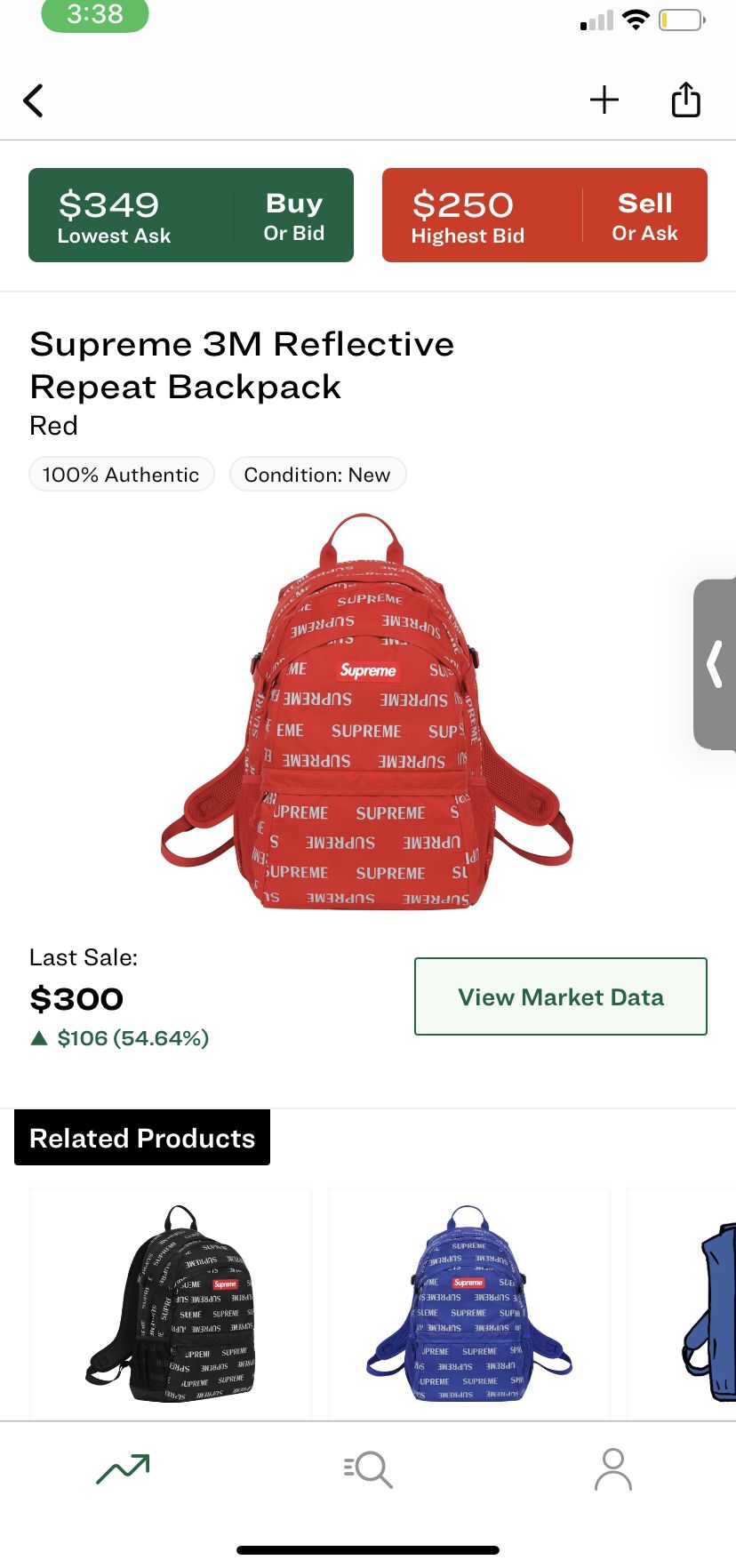 Red Supreme 3m Reflective Backpack 