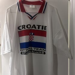 Vintage Croatie World Cup Soccer Jersey Men L/XL White GUC