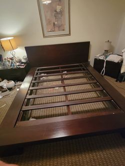 Elegant Queen size platform bed frame by Z gallery. All hardware included. Easy assembly. Matching set with 2 night stands included