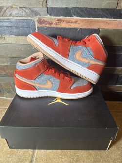Air Jordan 1 Mid Se Gs Denim Red DM4384-600 Size 4Y New Wmns 5.5