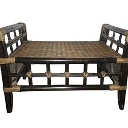  Vintage Asian Ratan And Bamboo Foot Stool Ottoman