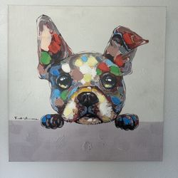 Large beautiful 28x28 French Bulldog Painting Canvas 