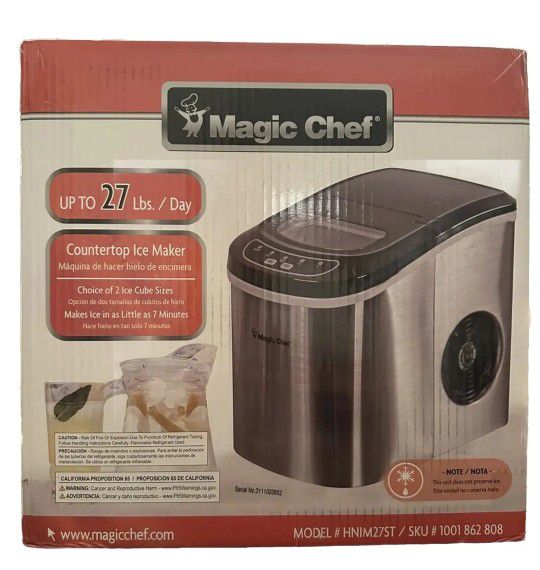 NEW Magic Chef Portable Ice Maker 27lbs