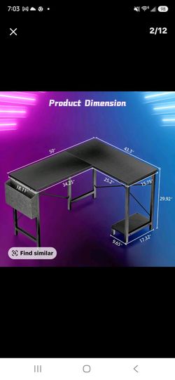 L shaped gaming/computer desk