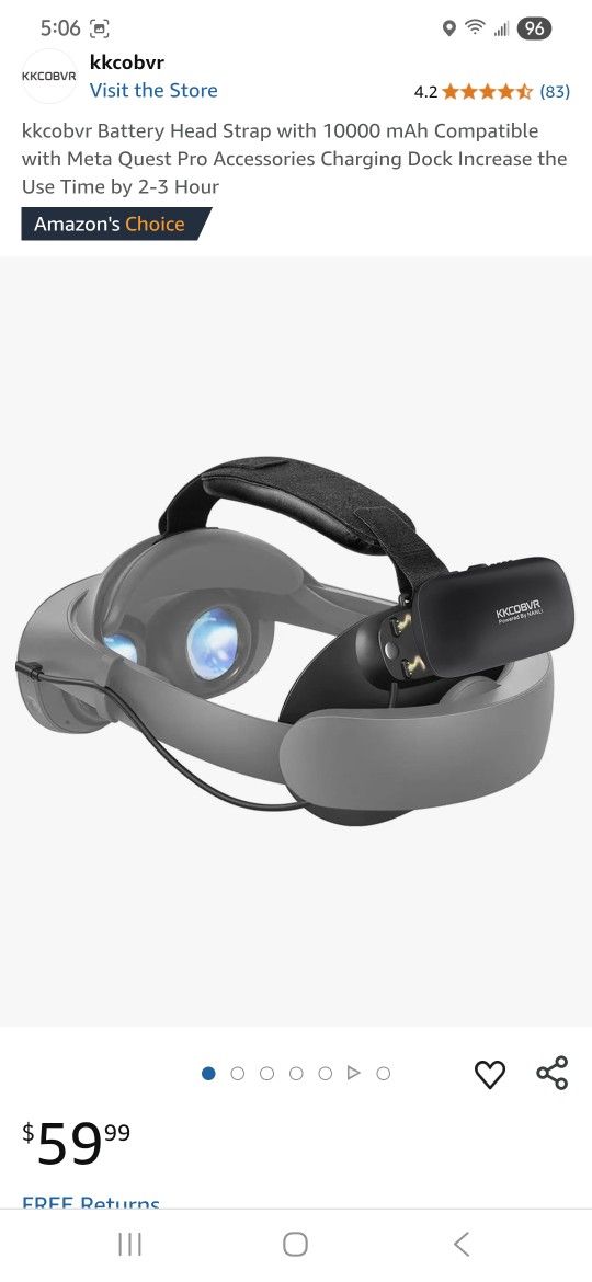 KKCOBVR Battery Pack Head Strap with 10000mAh Compatible with Meta Quest Pro Accessories Charging Dock Increase The Use Time by 2-3H