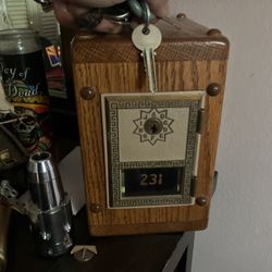 Antique post office lock box with key