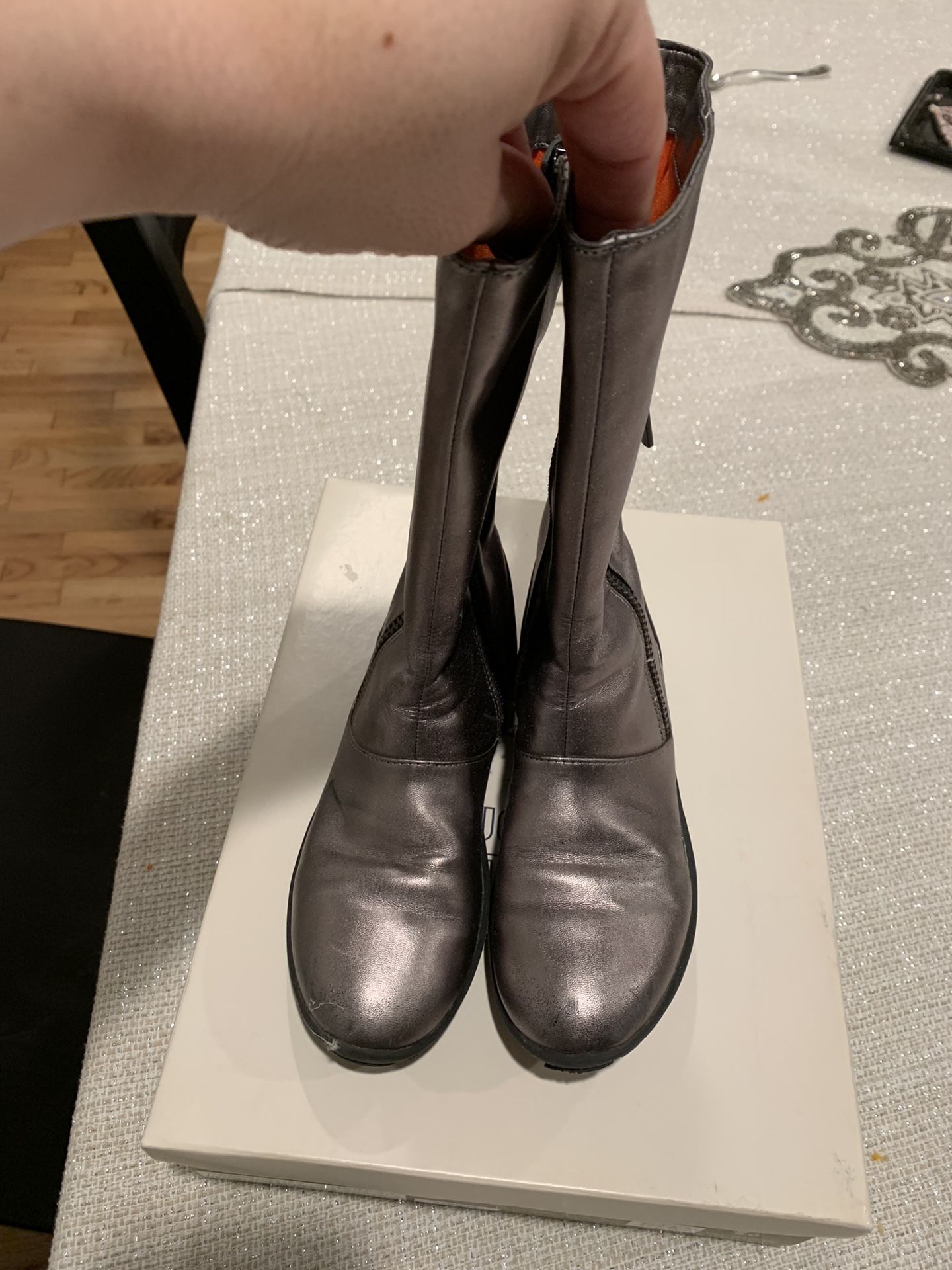 Boots- kids pewter faux leather boots for girls -Size 28