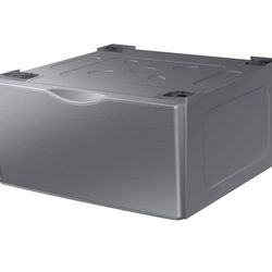 SAMSUNG 27-Inch Washer Dryer Pedestal Stand w/ Pull Out Laundry Storage Drawer, Stainless Steel, WE402NP/A3, Platinum