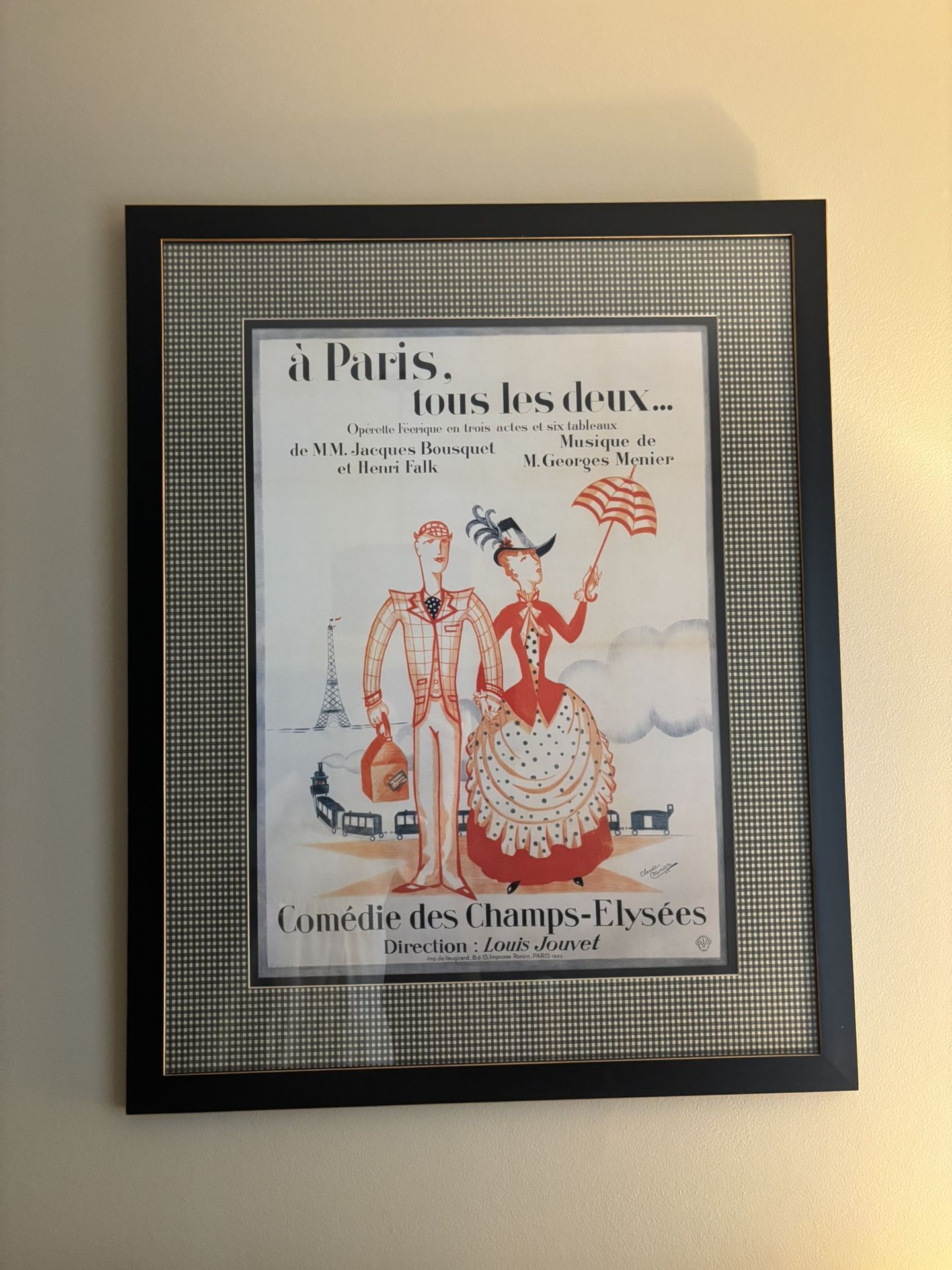 Paris Theme Large Art Piece With Black Frame