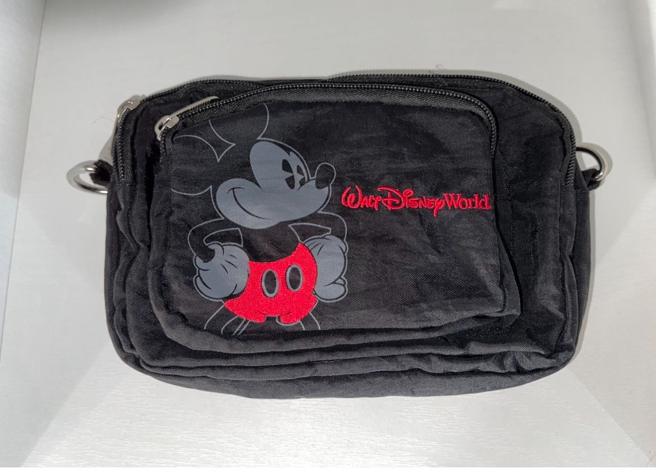 Walt Disney World Parks Mickey Mouse Embroidered Fanny Pack Bag Black
