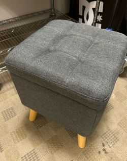 Storage Stool - Dark Gray - Upholstered Footrest with Hidden Storage - New