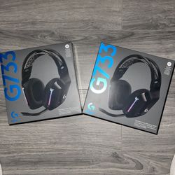 Two Logitech G733 Black Wireless Gaming Headsets