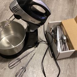 Aicock Mixer W Stand,bowl,beaters Used Once $12 Or Box Cutlery Silverware 56 Pieces $5 