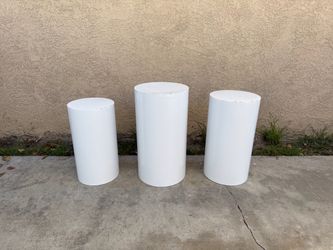 NEW Round Cylinder Pedestal Stands Set Of 3 for Cake Dessert, Flower, & Ornament *SEE PHOTOS*