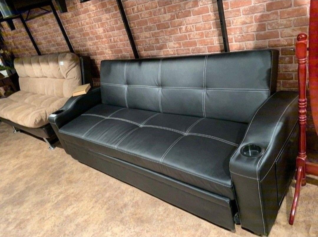 Easton Futon Sofa Bed With Cup Holders Baci Living Room