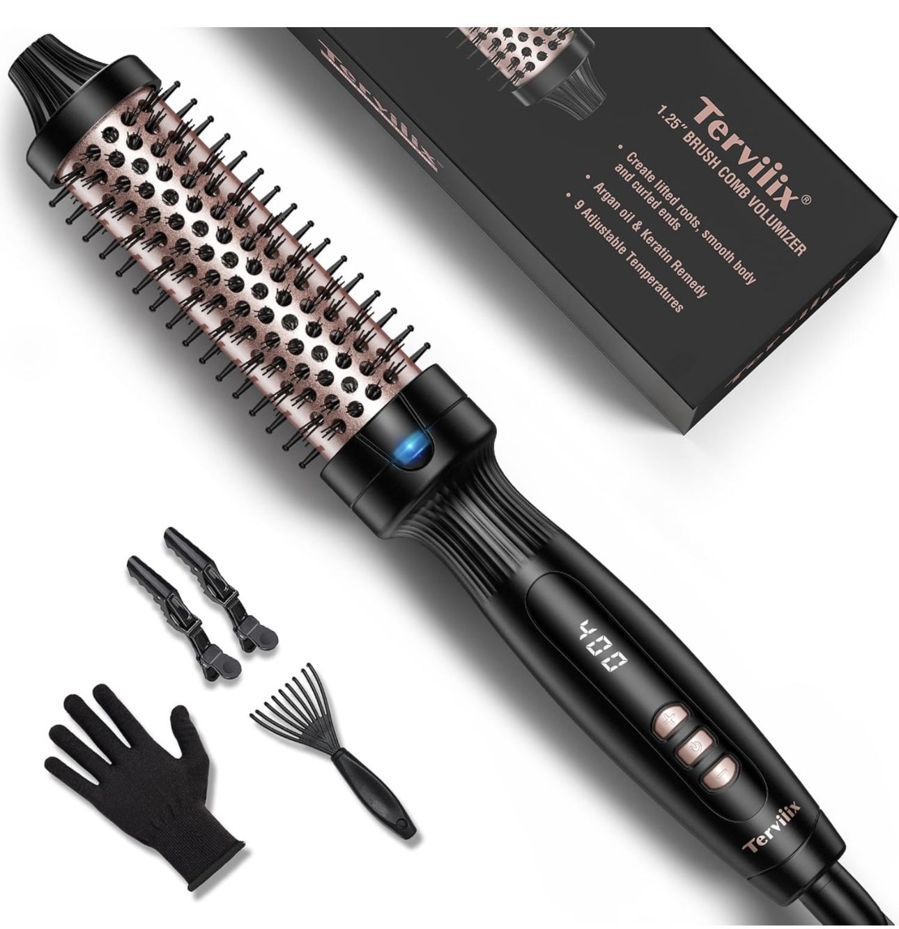 Terviiix 1.25 Inch Thermal Brush Fast-Heating Ceramic Tourmaline lonic Volumizi