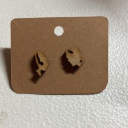 Mini Frankenstein And Bride Wood Earrings 