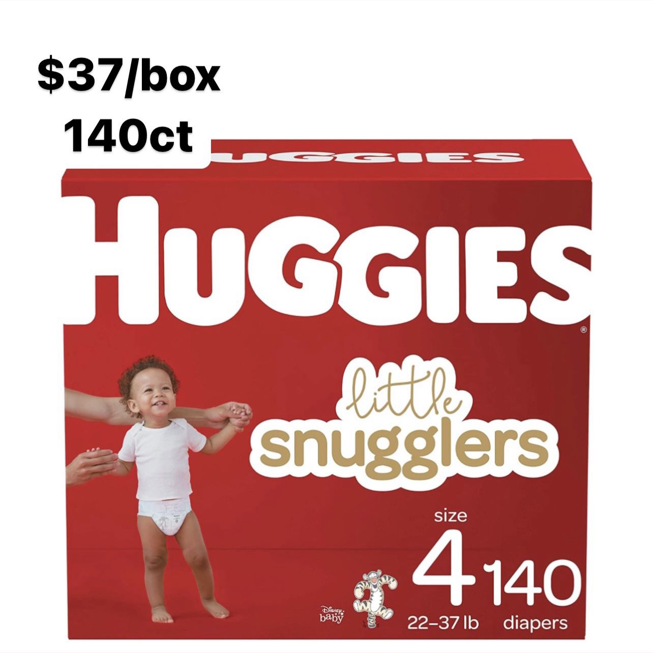 Size 4 (22-37 Lbs) Huggies Little Snugglers (140 Baby Diapers)