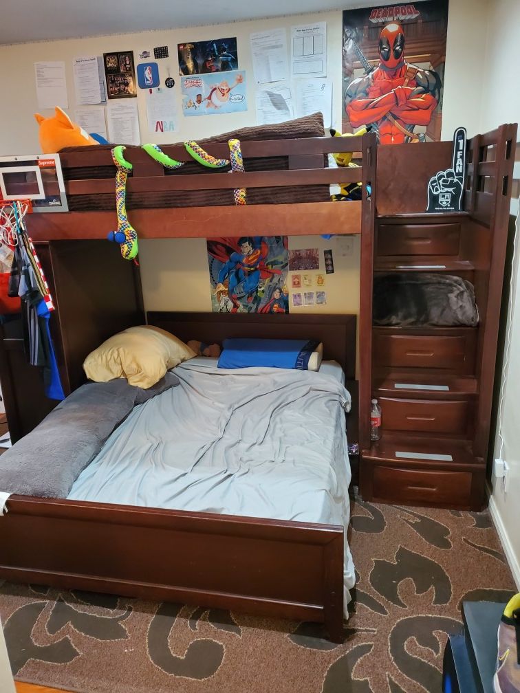 Bunk Bed with attached dresser and stairs