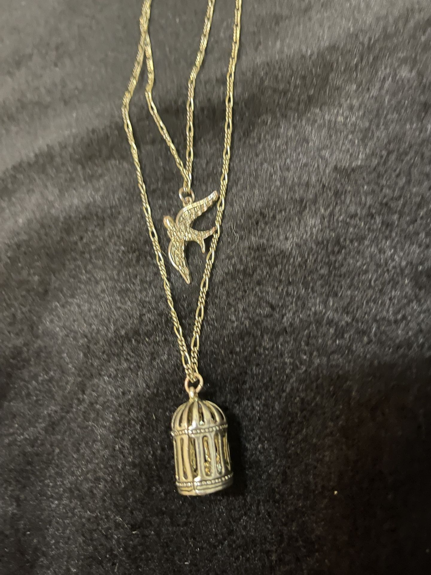 Bird And Cage Double Necklace