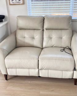 Leather Power Recliner Loveseat