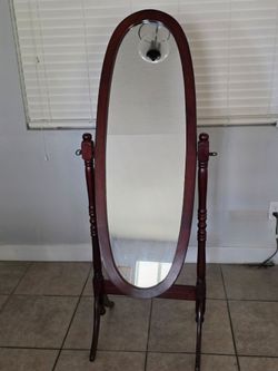 Oval Cheval Floor Mirror Cherry Wood