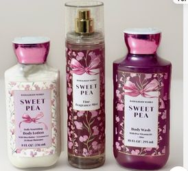 Bath & Body Works BBW Sweet Pea 3 pc Set Mist Body Wash Lotion New Sealed