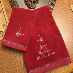  Beautiful Red Hand And Finger Towels NEW