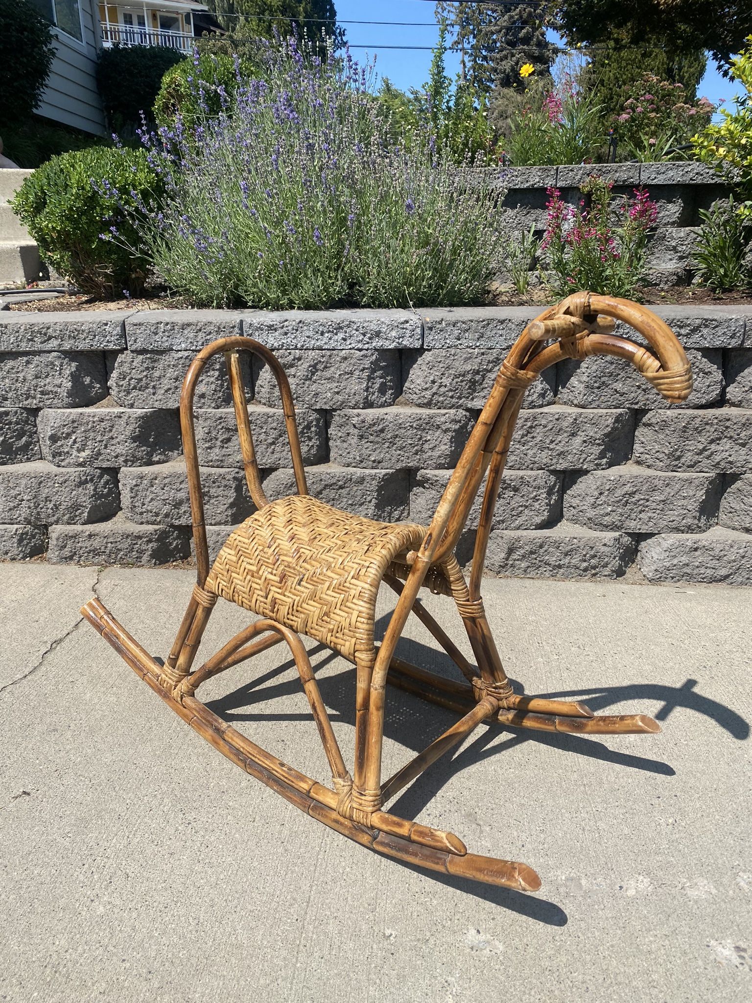 Franco Albini Rattan and Bamboo Rocking Horse, Italy 1960’s