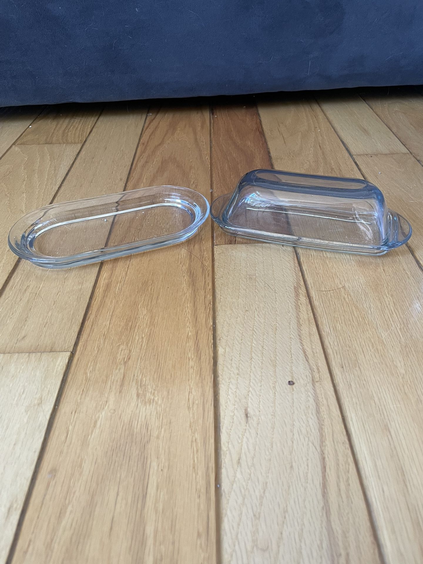 TWO Glass Butter Dishez, MINT Condition !