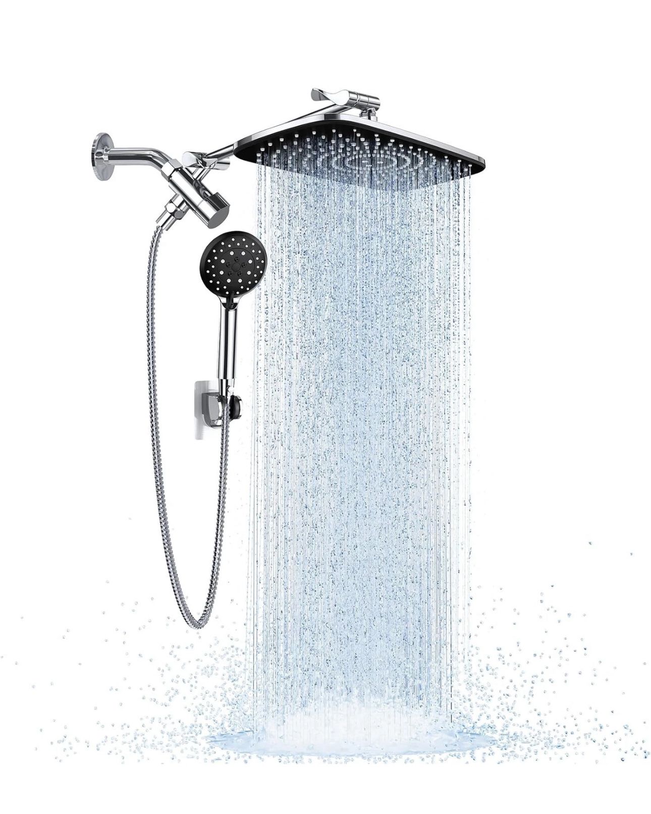 Veken Wide Rain Shower Head with 6 Modes Handheld Water Spray,High Pressure Show