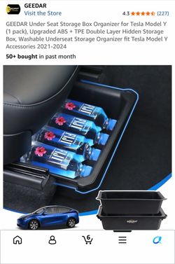 Tesla model Y under seat storage and table