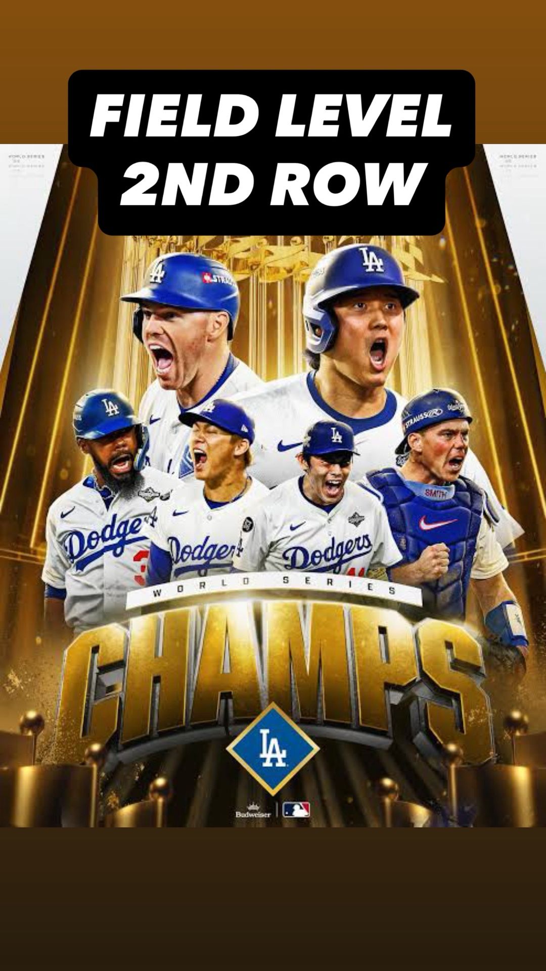 2 Dodgers WS Celebration Tickets FIELD ROW 2 